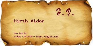 Hirth Vidor névjegykártya